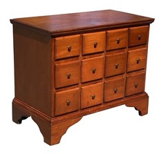 ANTIQUE PENNSYLVANIA QUEEN ANNE PERIOD PINE TWELVE DRAWER APOTHECARY SPICE CHEST