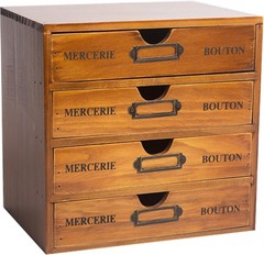 Stackable Apothecary Cabinet 4 Drawer Desk Organizer – Vintage Library Card C…