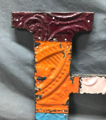 Decorative Salvaged Tin Ceiling 12″ Patchwork Mix Color Letter H Metal 352-25B