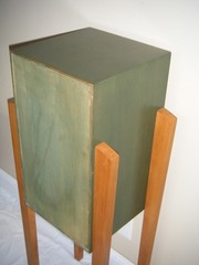 Vintage Ethan Allen “Storkie” MCM Art Deco Style Wood Storage Cabinet (AS-IS)