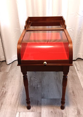 Rare Antique Victorian Wood & Curved Glass Showcase/General Store Display Case