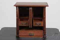 F73843: Antique Arts & Crafts Diminutive Mission Oak Smoking Cabinet