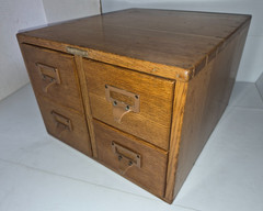 Vintage Oak 4 Drawer Card Catalog US Navy Remington Rand Dovetail Quality Heavy