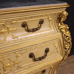 Italian chest of drawers furniture commode lacquered gold wood marble top 900