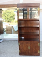 Campaign Henredon Vintage Wall Unit / Entertainment Center with Brass Hardware
