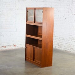 Scandinavian Modern Teak 2 Piece Display Cabinet or Bookcase Made in Denmark