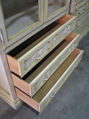 PAIR Baker / Milling Road Provincial Cabinets; Antiqued Finish & Grillwork Doors