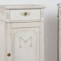 Pair 19th Century Swedish Gustavian White Painted Narrow Cabinets