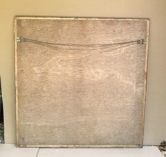 VTG Decorative Floral Tin Cove 46″ SQ. Tung Oiled Rust Metal Mirror Old 1053-23B