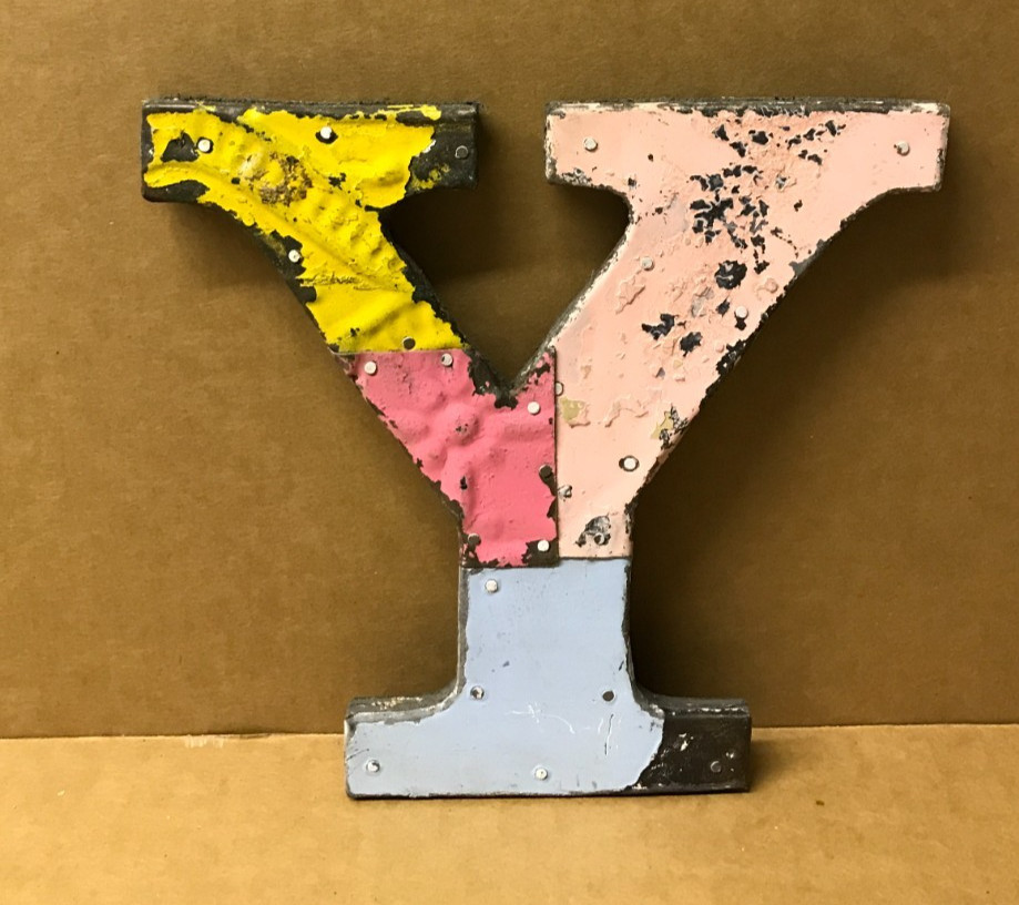 Decorative Salvaged Tin Ceiling 8″ Patchwork Mix Color Letter Y Metal 166-26B