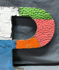 Decorative Salvaged Tin Ceiling 12″ Patchwork Mix Color Letter P Metal 356-25B