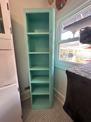 Vintage Wood Free standing Cabinet Turquoise End Cap 50’s Right Side 70in