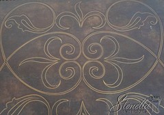 L69860: THEODORE ALEXANDER Incised Copper Surface Cabinet Commode