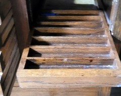 Antique wood dental medical industrial cabinet.