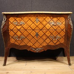French inlaid commode furniture dresser 2 drawers Louis XV style marble 900