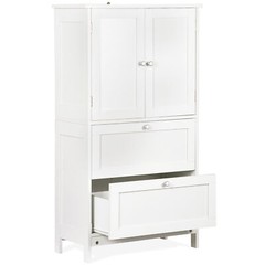 43.5″ Multi-Purpose Storage Cabinet with Adjustable Shelves, 2 Drawers White