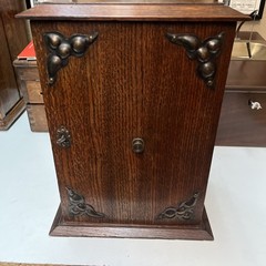 Large Antique Oak Smokers Cabinet. in vgc for age with working lock and key