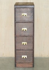 ANTIQUE ART DECO CIRCA 1920’S RESTORED ENGLISH OAK FILING CABINET NEW FITTINGS