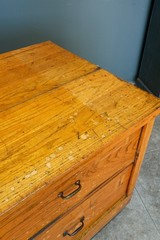 Antique Flat File Wood Apothecary Cabinet Store Counter Kitchen Island Vintage