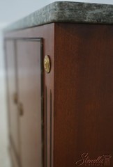 72737: French Style 2 Door 1 Drawer Marble Top Pot Cabinet