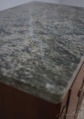 72737: French Style 2 Door 1 Drawer Marble Top Pot Cabinet