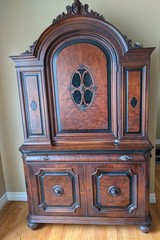 Antique Hutch Cabinet Cupboard Arched Bookcase Deco Jacobean Biedermeier Curved