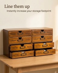 Vintage 4-Drawer Stackable Apothecary Cabinet – Elegant Wood Desk Organizer
