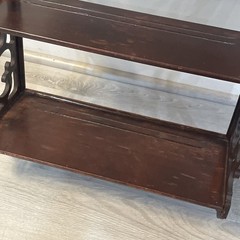 Antique Edwardian Mahogany Carved Fretwork Wall Plate Shelf Rack Display Grooves