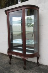 Early 1900s Large Ball and Claw Feet Display Curio Cabinet Cupboard 6095