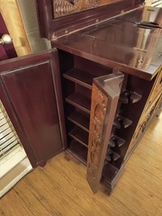 George Zee & Company Style Rosewood Dry Bar Cabinet Hand Carved