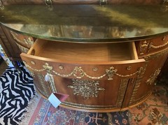 Stunning Neoclassic John Widdicomb Demilune Cabinet; Manner Of Robert Adam