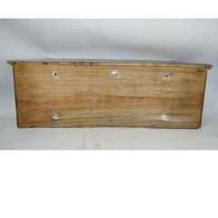 Handmade Oak Wall Cabinet Stained Slag Glass Doors Shelving 32in Cabin Kitchen