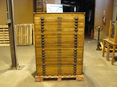 Vintage Dietzgen wood 20 drawer flat file map cabinet 45.5″ x 34.5″ x 61″ high
