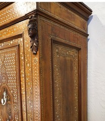 Incredible 19th Century Italian Inlaid Cabinet with Figural Design 2 Dr/ 4 Drawe