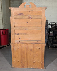 Antique Hoosier Cabinet, Kitchen Drawers, Rustic Pine, Knotted Wood, Iron Hinges