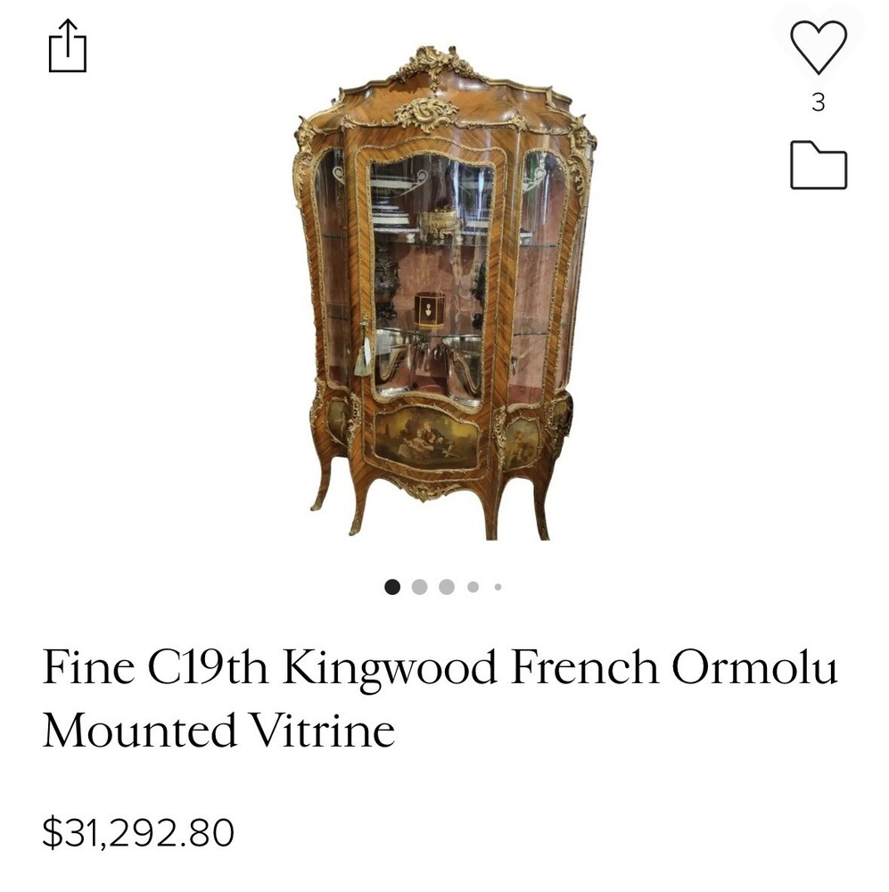 Fine C19th Kingwood French Ormolu Mounted Vitrine
