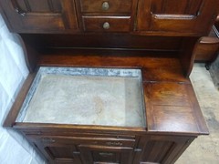 Antique Oak Dry Sink Cupboard Survivor Original Finish 1895 Dovetailed