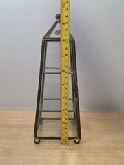 Vintage Brass & Glass 9.5″ Obelisk Pyramid 3 Tier Curio Cabinet