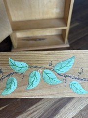 Vintage Wood Counter Top or Hanging Cabinet Hand Painted Apple Pear Fruit Vines