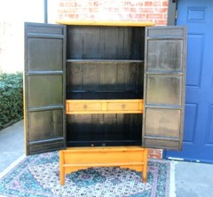 Chinese Antique 2 Drawer 2 Door Bedroom Armoire Wardrobe Cabinet