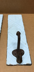 VTG Pair Decorative Tin Ceiling Metal Single Hook Wall Rack Plaque Old 404-26B
