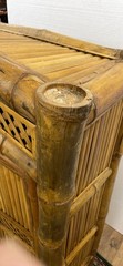 vintage handmade bamboo cabinet 72″ high Sunburst design crown