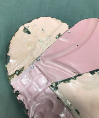 Decorative Salvage Pink Tin Ceiling 8″ Patchwork Metal VTG Heart Old 142-25B
