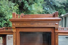 Unusual Walnut Victorian Triple Door Bookcase Display Cabinet Server ~ Ca.1880