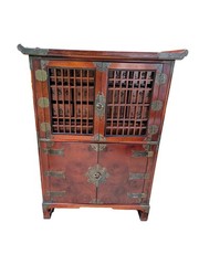 Mid 20th-century Korean 16-drawer apothecary herb chest medicine cabinet