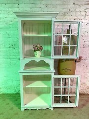 Painted Cottage Shabby Chic French Bookcase / China Hand Made Display Cabinet