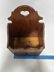 Vintage Wood Wall Candle Box Drawer Heart Cutout Primitive Country Decor Heart