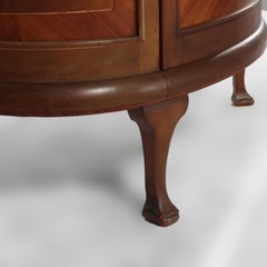Antique French Mahogany Banded Display Vitrine With Inlay & Ormolu C1890