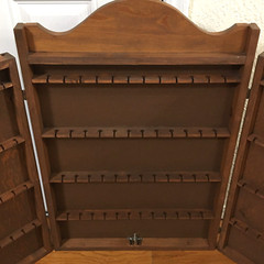 Vtg Hand Painted Spoon Rack Shelf Wall Cabinet Display Case Primitive Folk Art