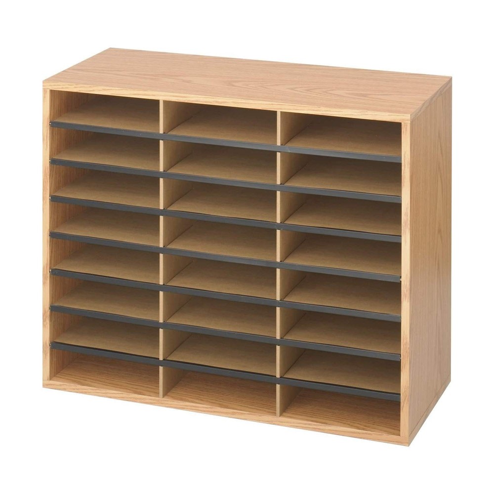 24 Compartment Wood Literature Organizer For Office Classroom Mail Sorting
